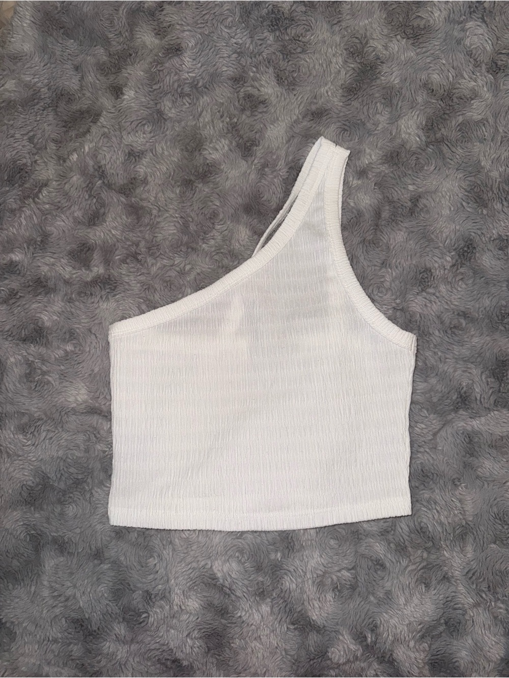 American Eagle Outfitters White One-Shoulder Ribbed Crop Top